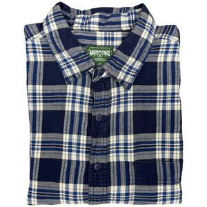 Men's AMERICAN EAGLE Tartan‎ Plaid Flannel Shirt Blue/Tan | Size XLT